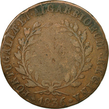 Moneda, Portugal, Maria II, 10 Reis, X; 1/2 Vinten, 1836, BC, Cobre, KM:406
