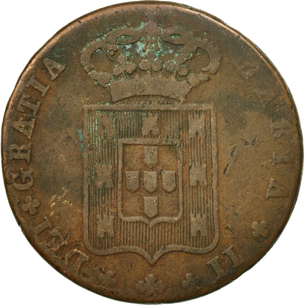 Coin, Portugal, Maria II, 10 Reis, X; 1/2 Vinten, 1836, VG(8-10), Copper, KM:406
