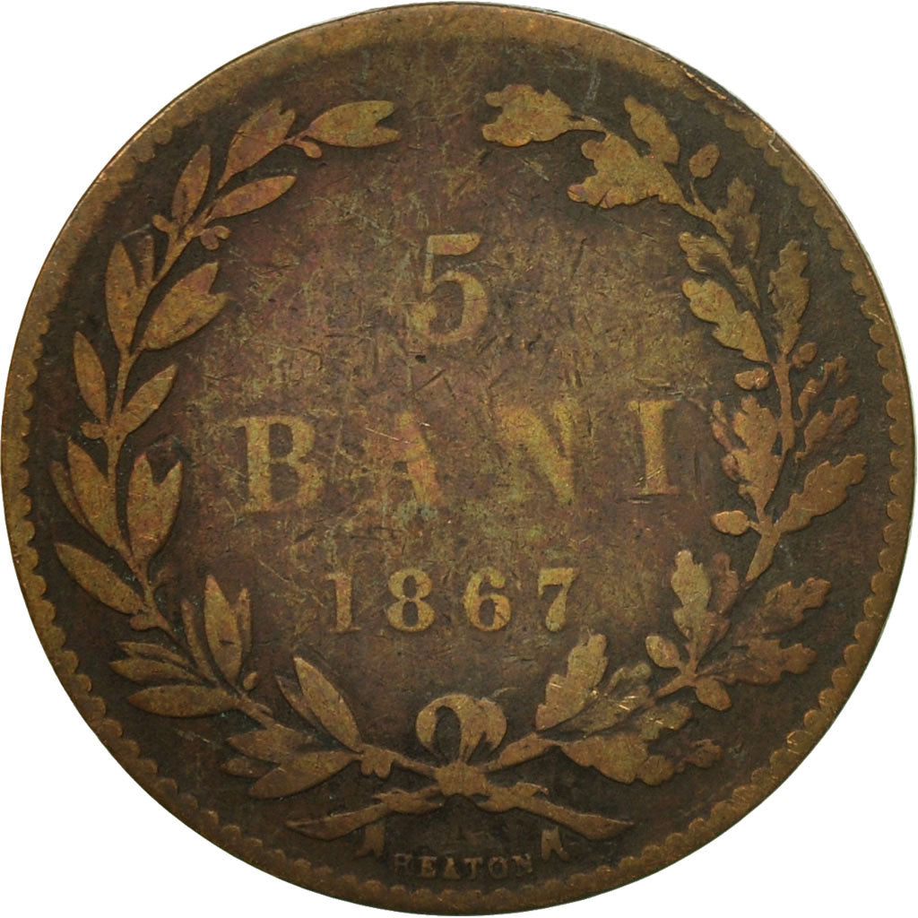 Coin, Romania, Carol I, 5 Bani, 1867, F(12-15), Copper, KM:3.1