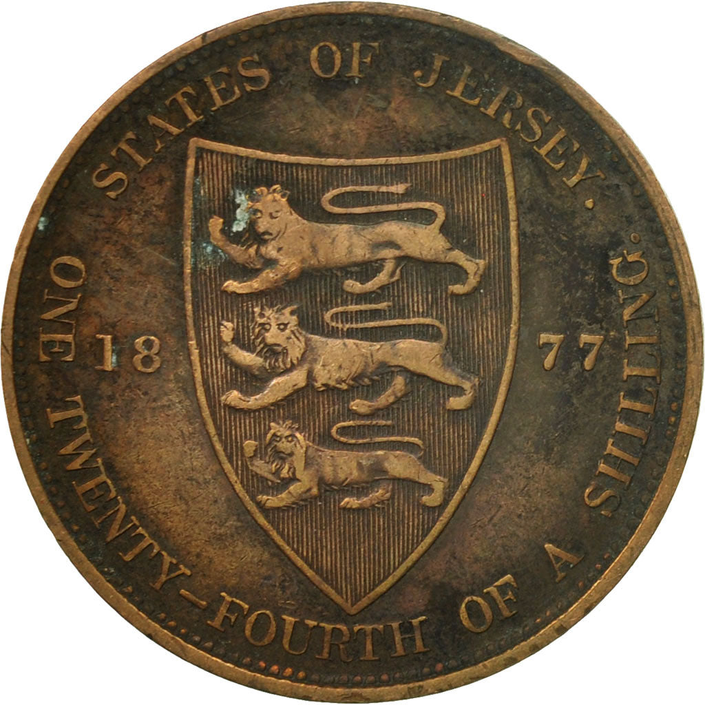 Coin, Jersey, Victoria, 1/24 Shilling, 1877, EF(40-45), Bronze, KM:7