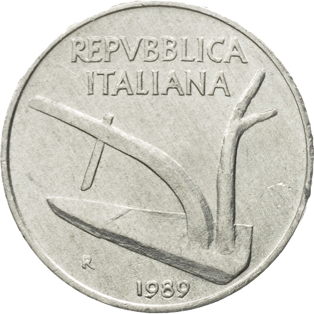 Coin, Italy, 10 Lire, 1989, Rome, AU(50-53), Aluminum, KM:93