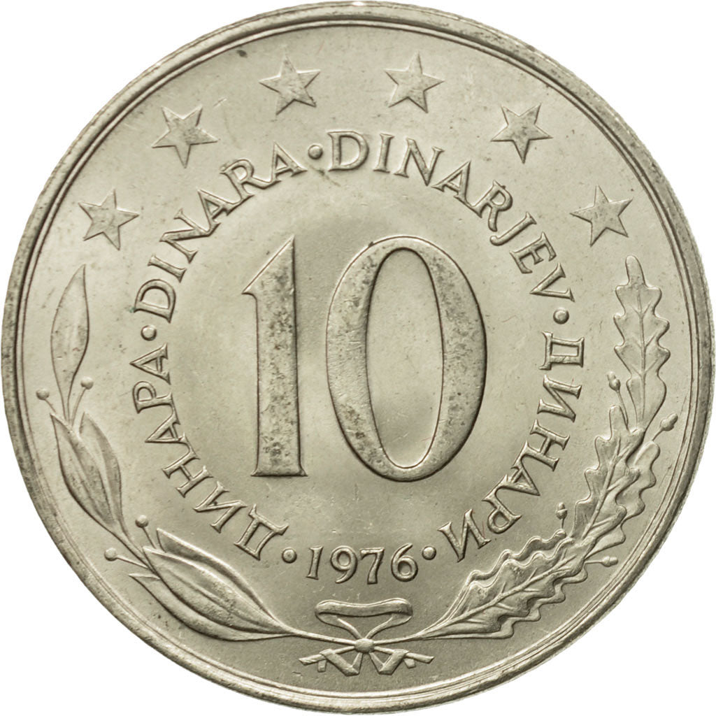 Münze, Jugoslawien, 10 Dinara, 1976, VZ, Copper-nickel, KM:62