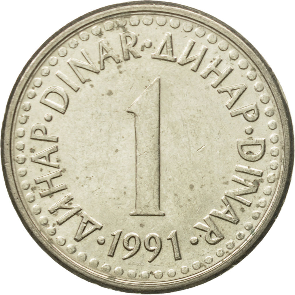 Coin, Yugoslavia, Dinar, 1991, AU(55-58), Copper-Nickel-Zinc, KM:142