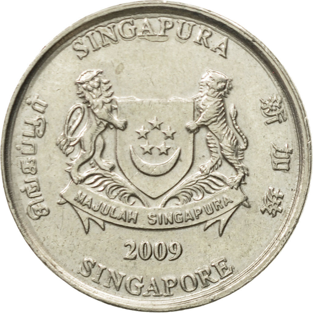 Coin, Singapore, 20 Cents, 2009, Singapore Mint, AU(50-53), Copper-nickel