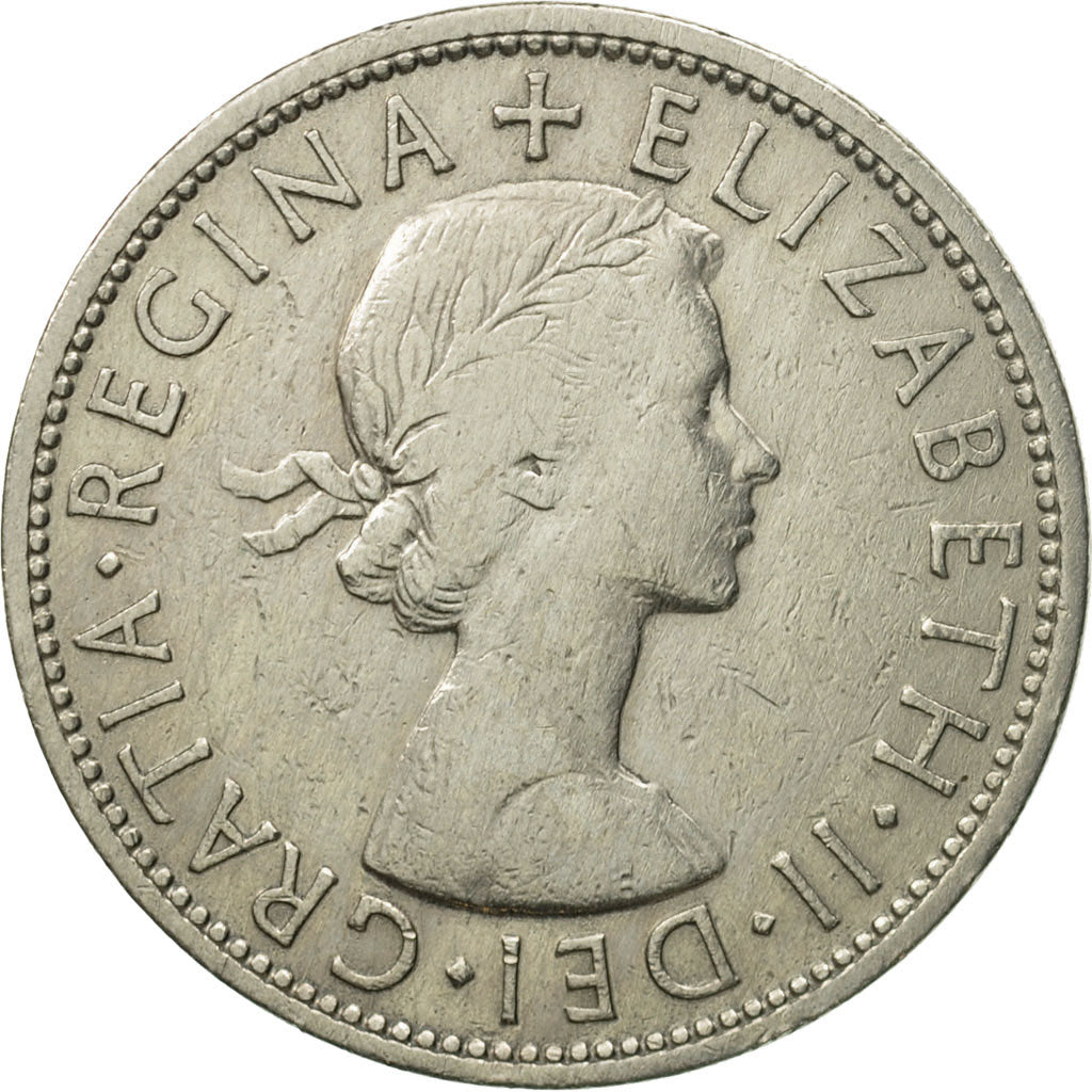 Monnaie, Grande-Bretagne, Elizabeth II, 1/2 Crown, 1955, TTB+, Copper-nickel