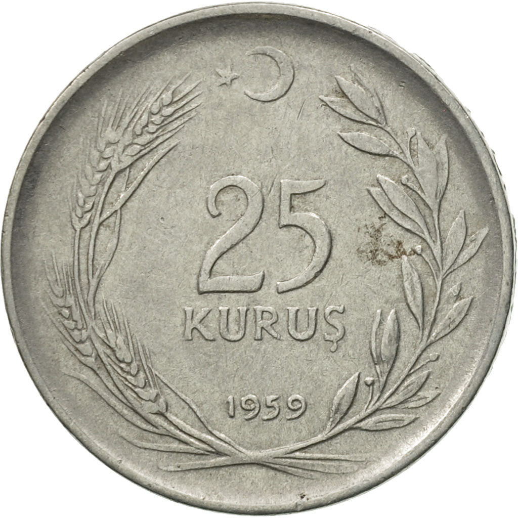 Monnaie, Turquie, 25 Kurus, 1959, TTB, Stainless Steel, KM:892.1