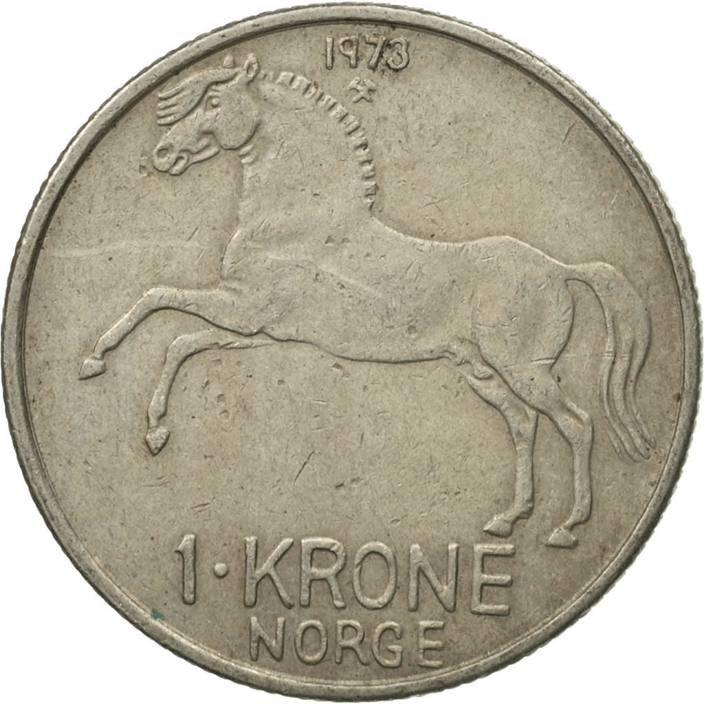 Moneta, Norwegia, Olav V, Krone, 1973, EF(40-45), Miedź-Nikiel, KM:409