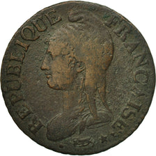 Moneta, Francia, Dupré, 5 Centimes, AN 7, Paris, MB, Bronzo, KM:640.1, Le