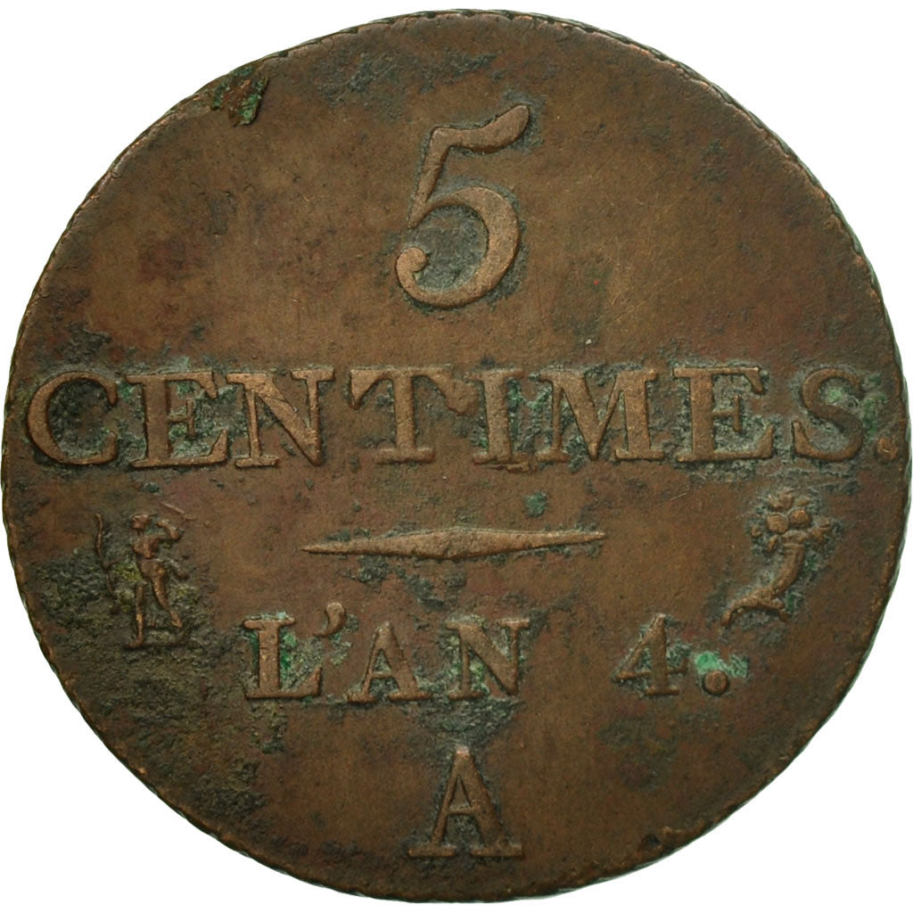 Coin, France, Dupré, 5 Centimes, AN 4, Paris, EF(40-45), Bronze, KM:635.1, Le