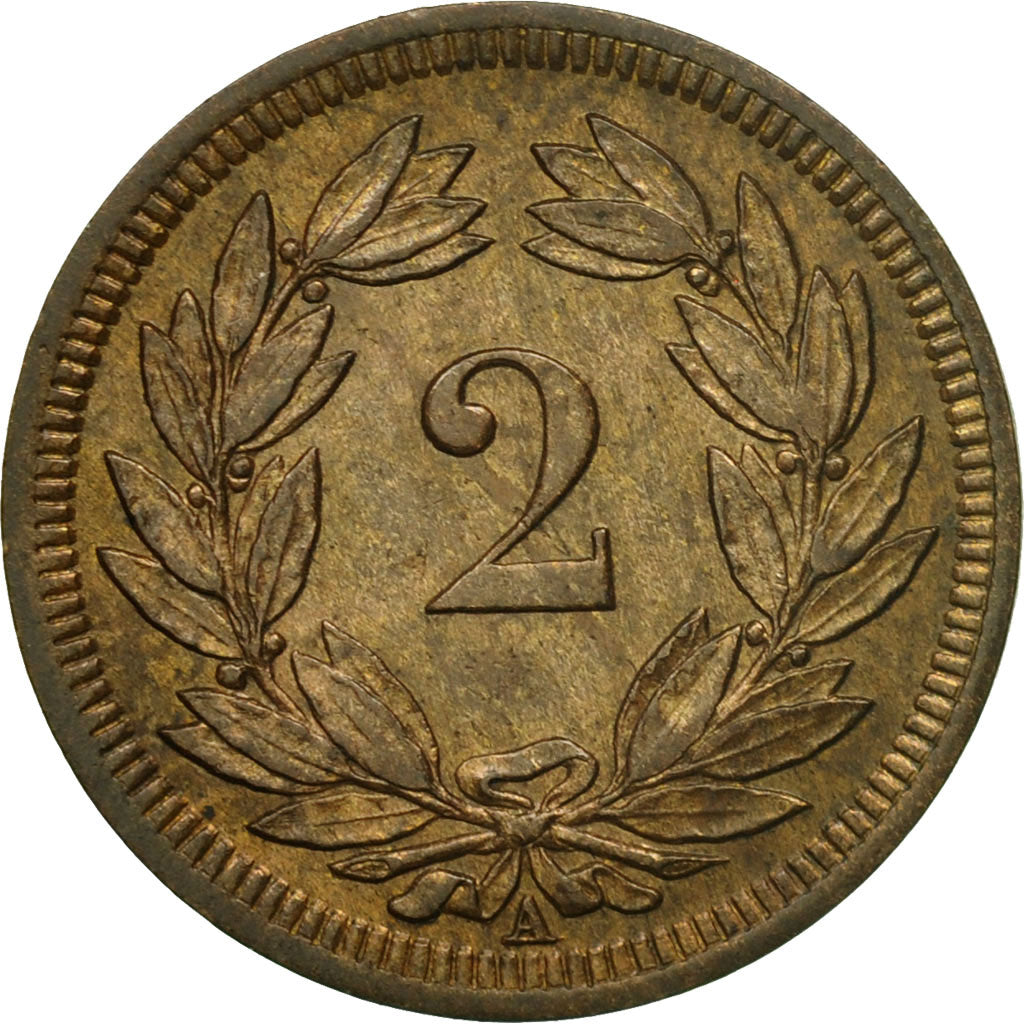 Coin, Switzerland, 2 Rappen, 1850, Bern, AU(50-53), Bronze, KM:4.1