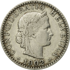 Moneda, Suiza, 20 Rappen, 1902, Bern, MBC, Níquel, KM:29