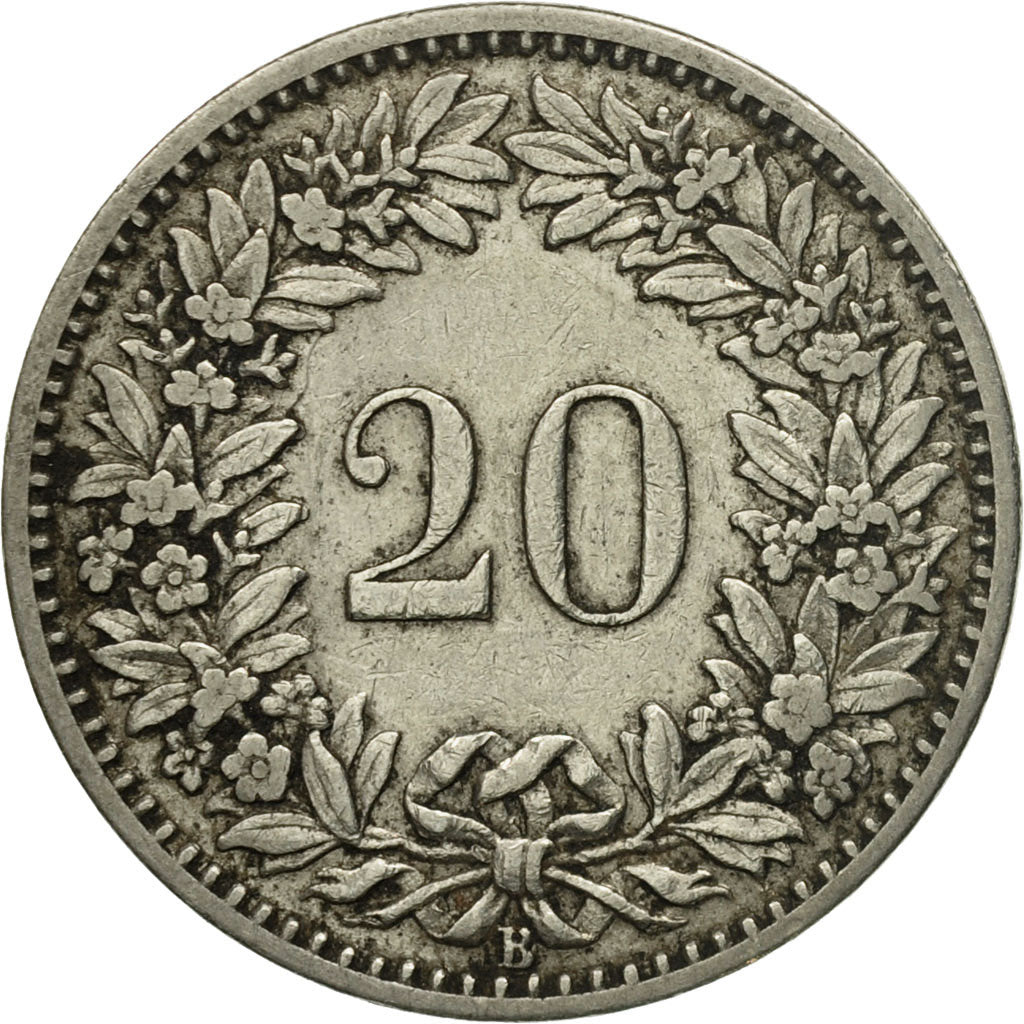 Coin, Switzerland, 20 Rappen, 1902, Bern, EF(40-45), Nickel, KM:29