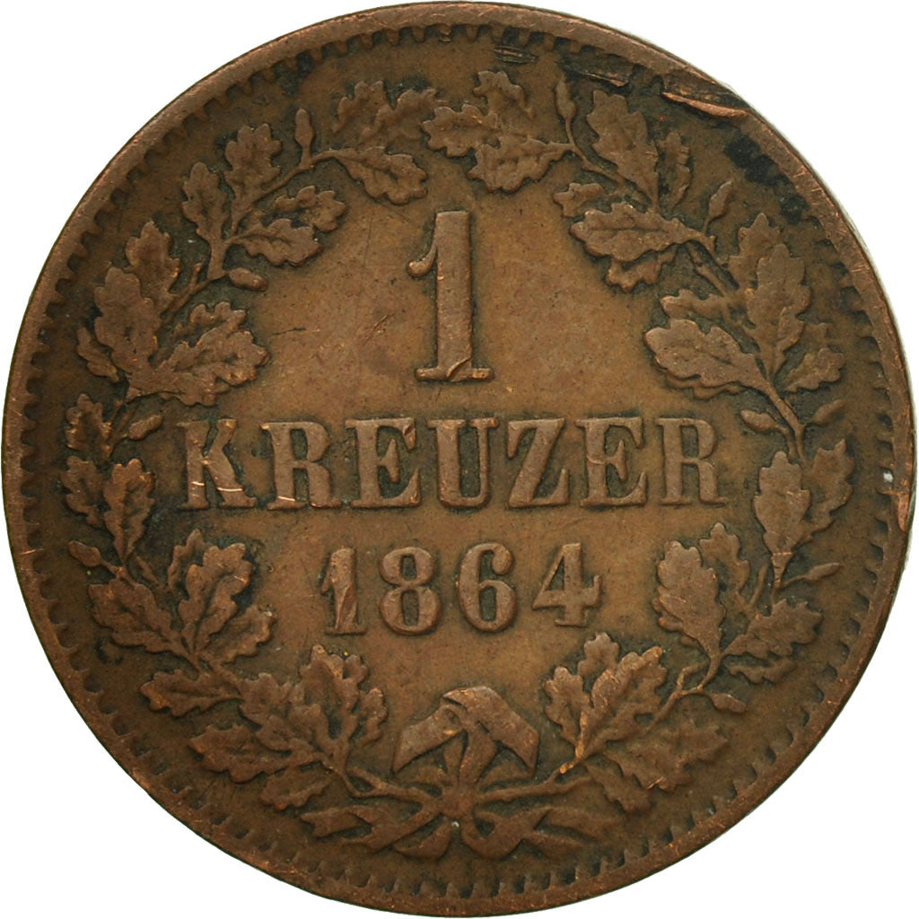 Coin, German States, BADEN, Friedrich I, Kreuzer, 1864, Berlin, EF(40-45)