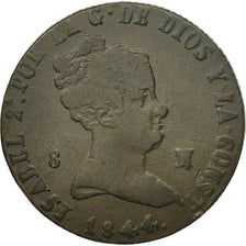 Moneda, España, Isabel II, 8 Maravedis, 1844, Jubia, MBC, Cobre, KM:531.2