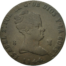 Coin, Spain, Isabel II, 8 Maravedis, 1844, Jubia, EF(40-45), Copper, KM:531.2