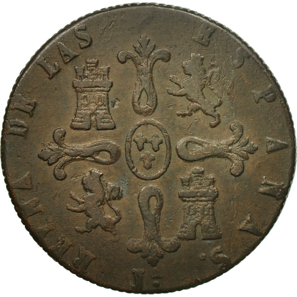 Coin, Spain, Isabel II, 8 Maravedis, 1844, Jubia, EF(40-45), Copper, KM:531.2