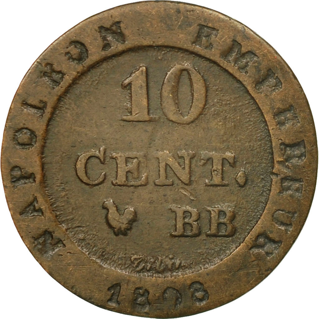Monnaie, France, Napoléon I, 10 Centimes, 1808, Strasbourg, TB+, Billon