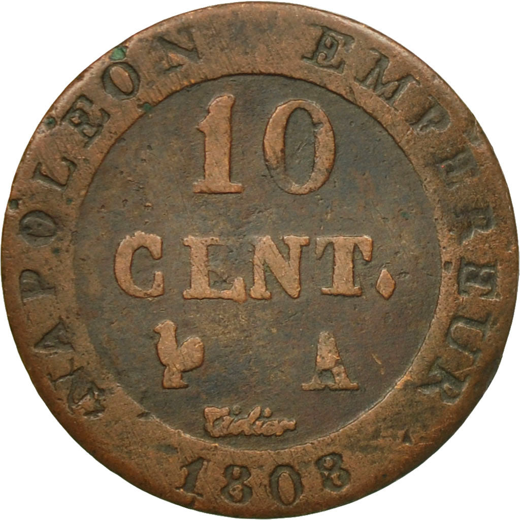 Coin, France, Napoléon I, 10 Centimes, 1808, Paris, VF(30-35), Billon, KM:676.1