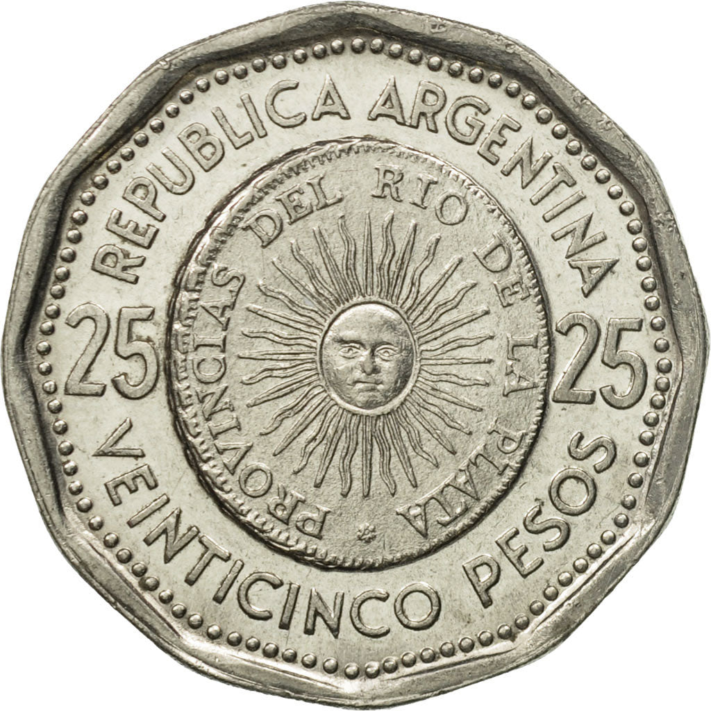 Moneda, Argentina, 25 Pesos, 1964, EBC, Níquel recubierto de acero, KM:61