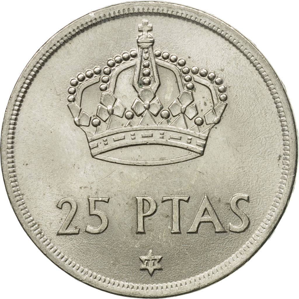Moneta, Hiszpania, Juan Carlos I, 25 Pesetas, 1977, AU(50-53), Miedź-Nikiel