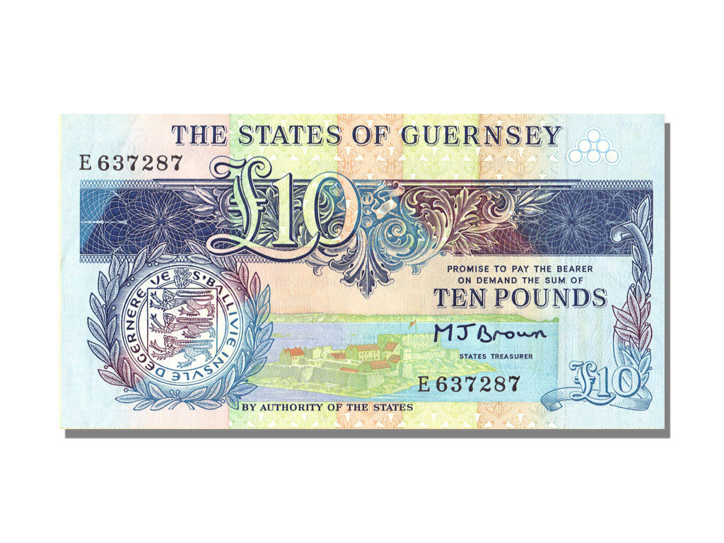 Guernsey, 10 Pounds, KM #54a, UNC(65-70), E