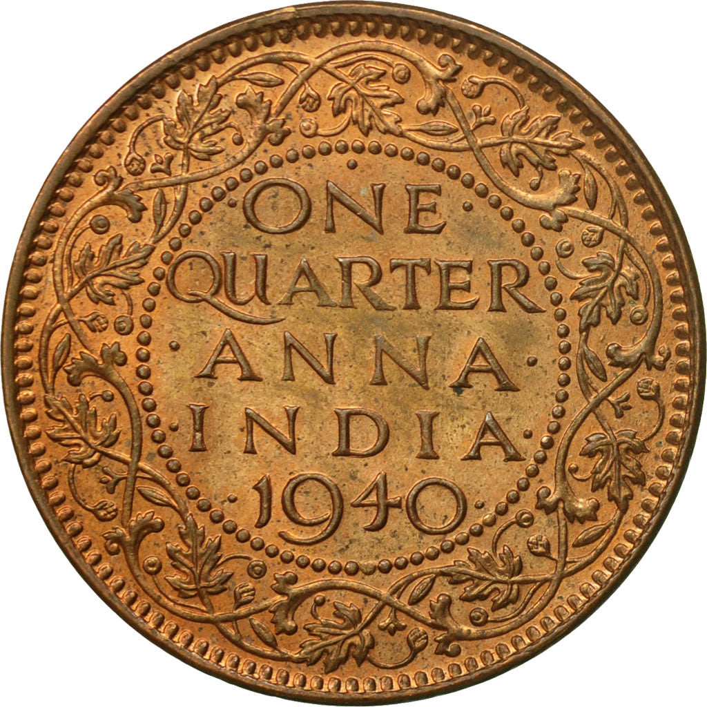 Coin, INDIA-BRITISH, George VI, 1/4 Anna, 1940, Bombay, MS(63), Bronze, KM:530