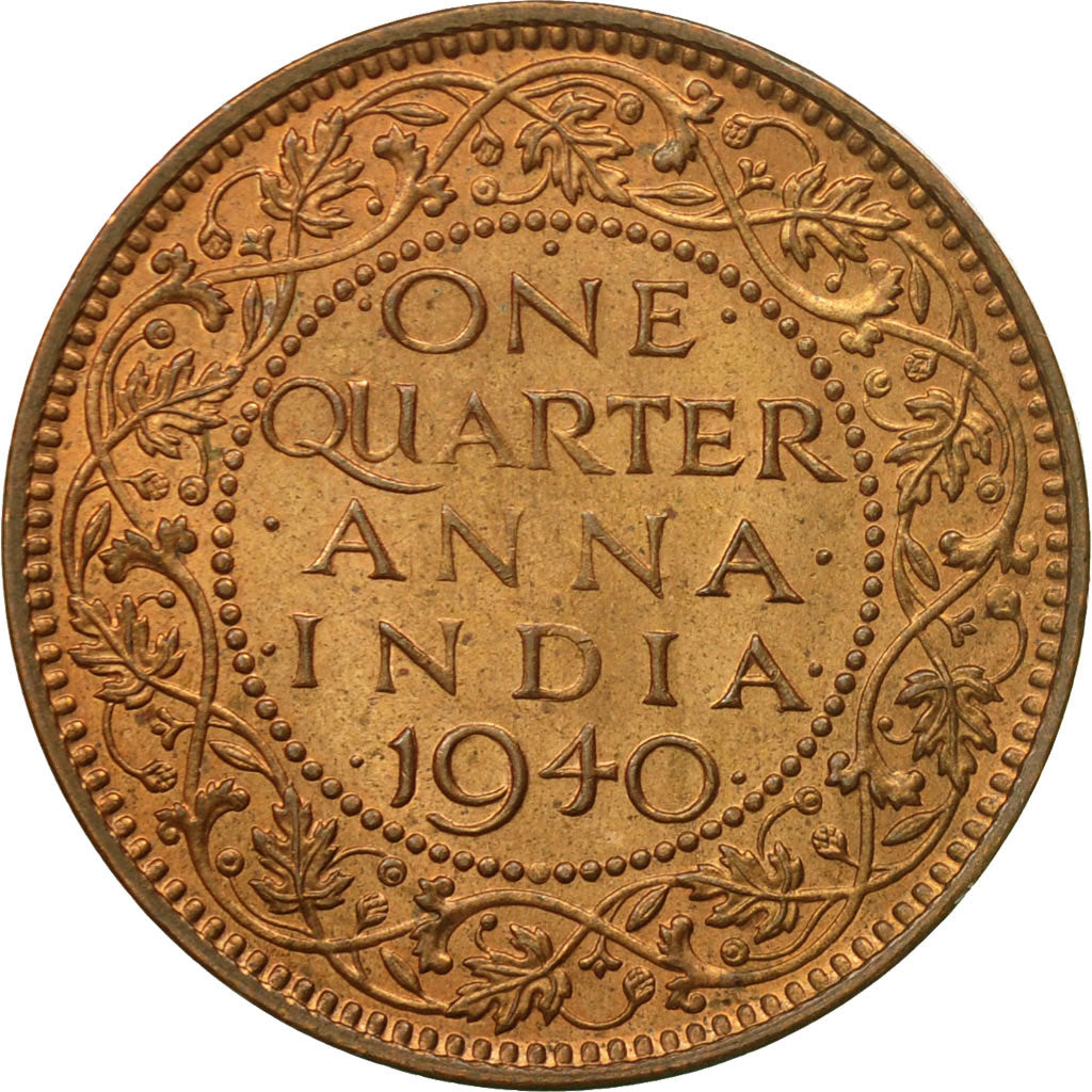 Monnaie, INDIA-BRITISH, George VI, 1/4 Anna, 1940, Bombay, SPL, Bronze, KM:530