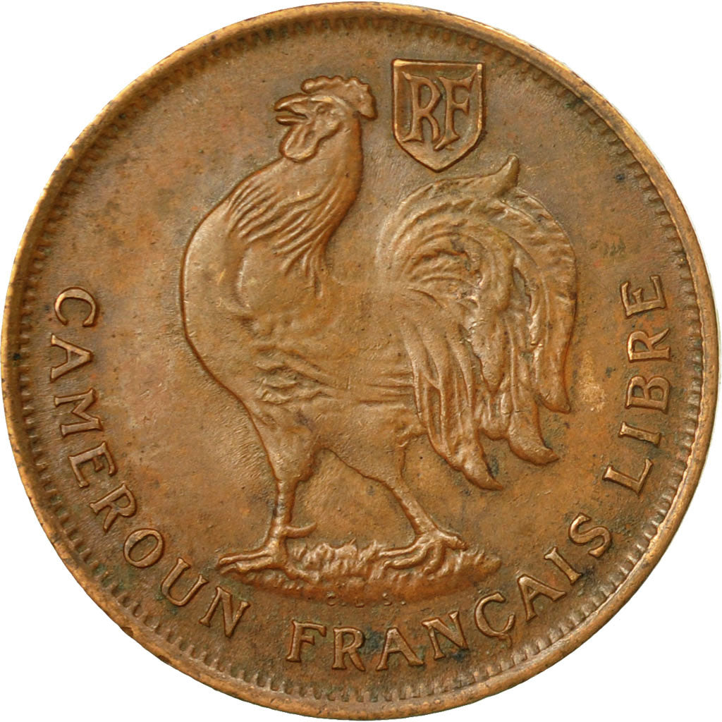 Coin, Cameroon, Franc, 1943, Pretoria, AU(50-53), Bronze, KM:5, Lecompte:16