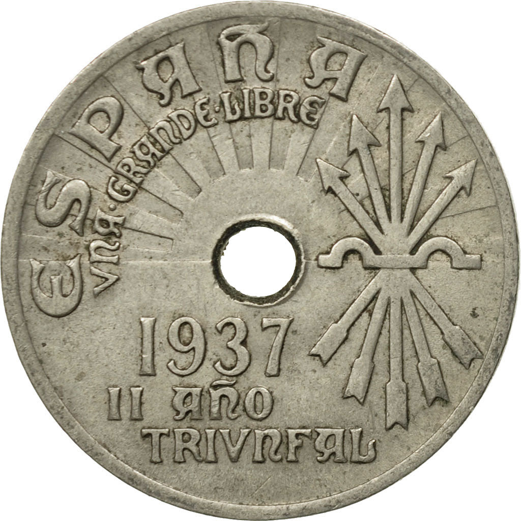 Coin, Spain, 25 Centimos, 1937, Vienna, EF(40-45), Copper-nickel, KM:753