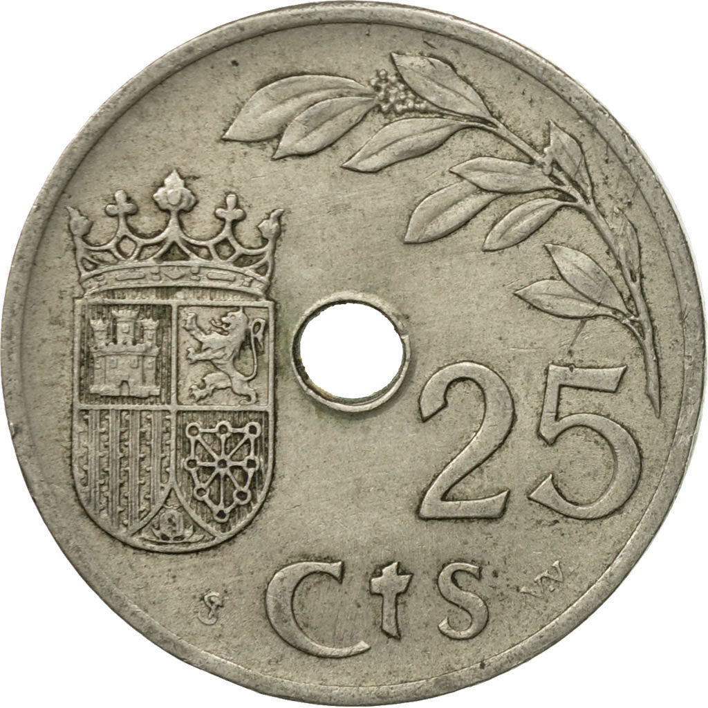 Coin, Spain, 25 Centimos, 1937, Vienna, EF(40-45), Copper-nickel, KM:753