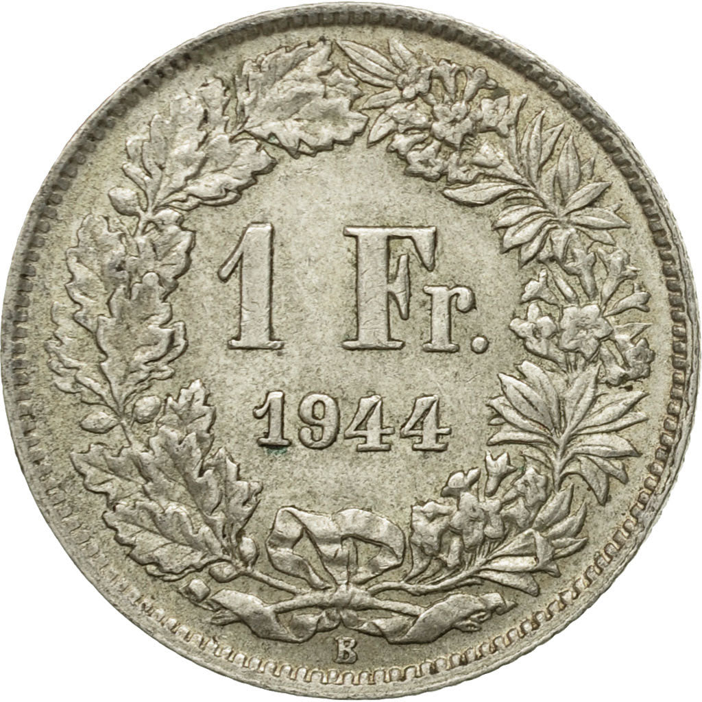 Moneda, Suiza, Franc, 1944, Bern, BC+, Plata, KM:24