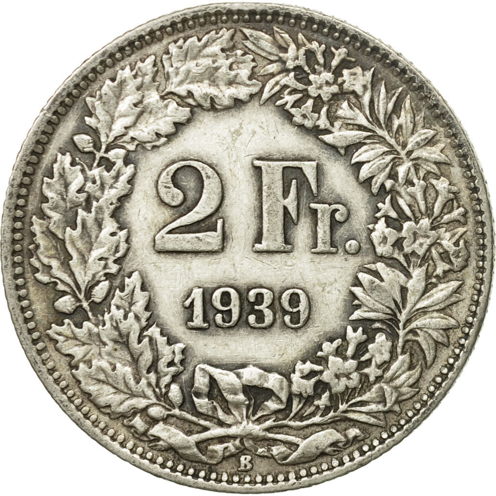 Münze, Schweiz, 2 Francs, 1939, Bern, SS+, Silber, KM:21