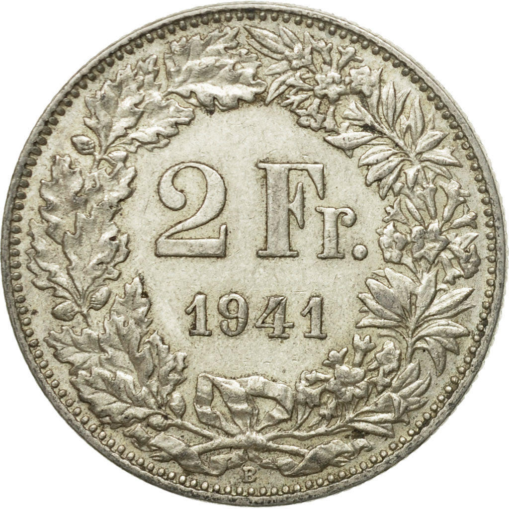 Coin, Switzerland, 2 Francs, 1941, Bern, EF(40-45), Silver, KM:21