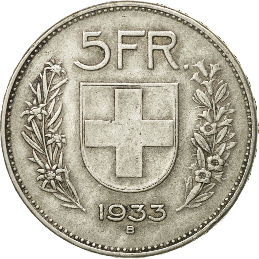 Münze, Schweiz, 5 Francs, 1933, Bern, SS, Silber, KM:40