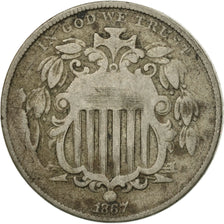 Coin, United States, Shield Nickel, 5 Cents, 1867, U.S. Mint, Philadelphia