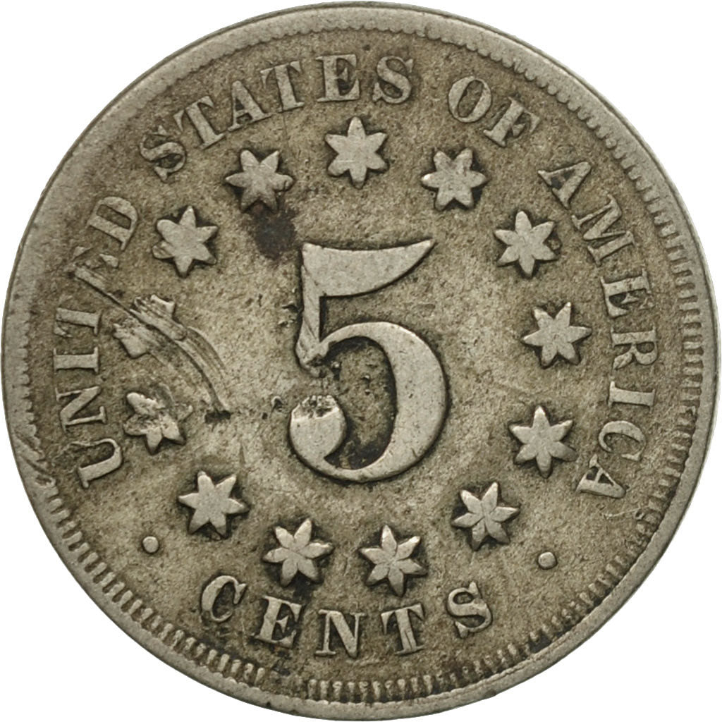 Coin, United States, Shield Nickel, 5 Cents, 1867, U.S. Mint, Philadelphia