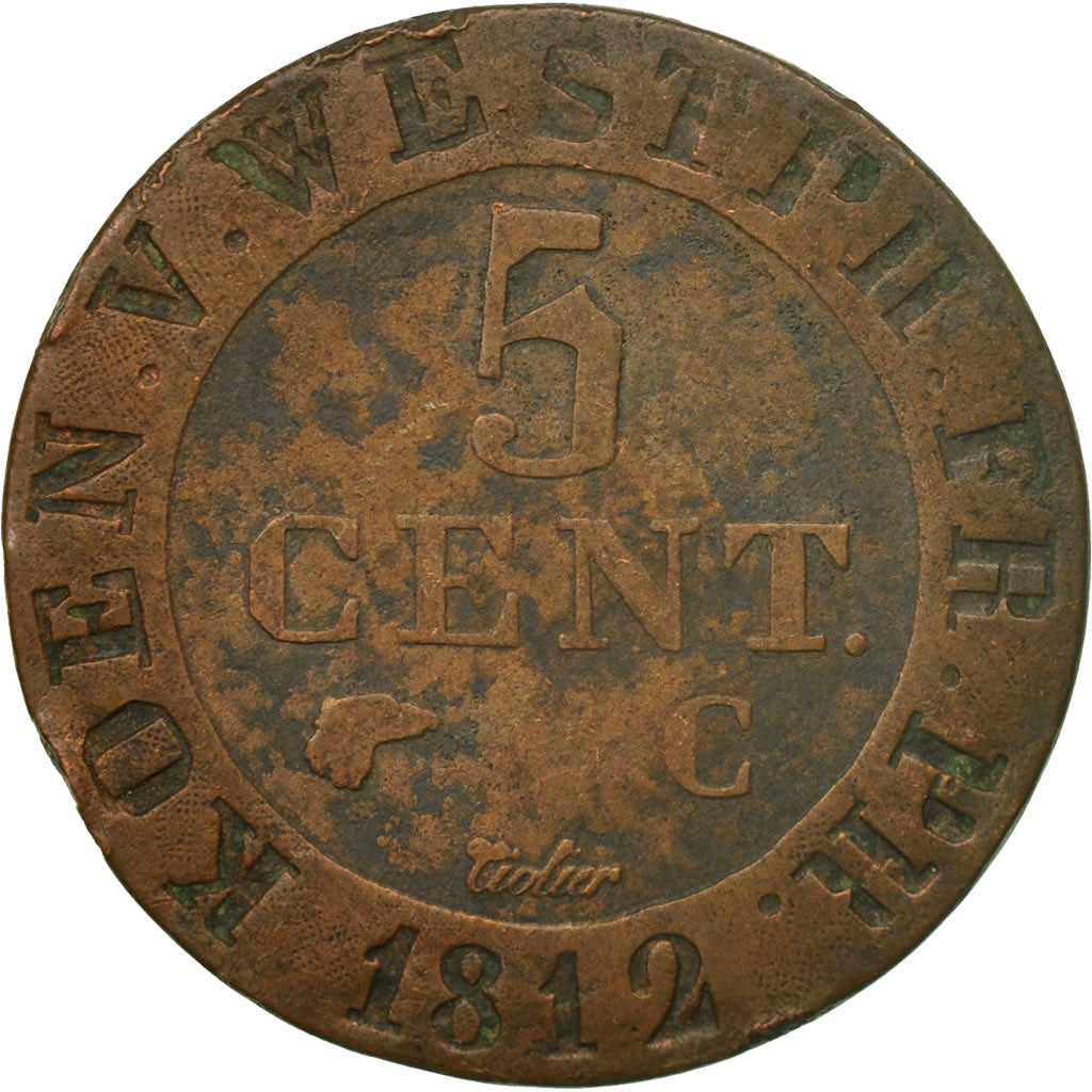 Coin, German States, WESTPHALIA, Jerome, 5 Centimes, 1812, VF(20-25), Copper