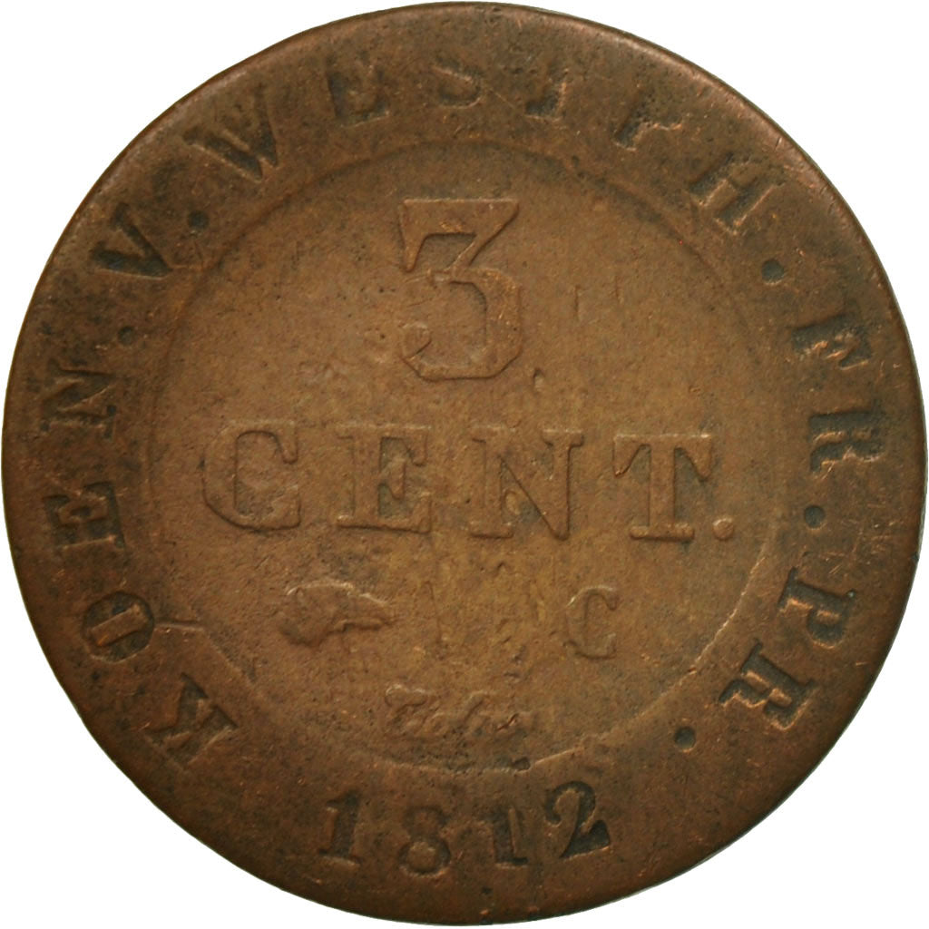 Coin, German States, WESTPHALIA, Jerome, 3 Centimes, 1812, VF(20-25), Copper
