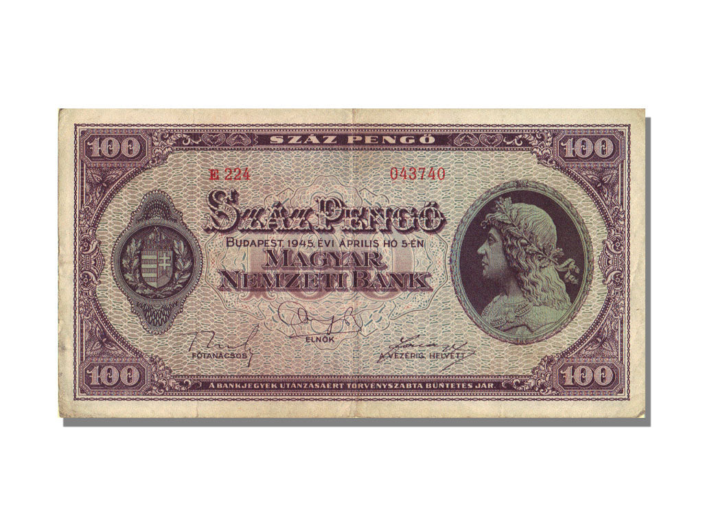Ungheria, 100 Pengö, 1945, 1945-04-05, SPL