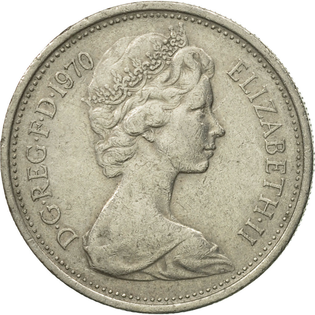 Münze, Großbritannien, Elizabeth II, 5 New Pence, 1970, S+, Copper-nickel