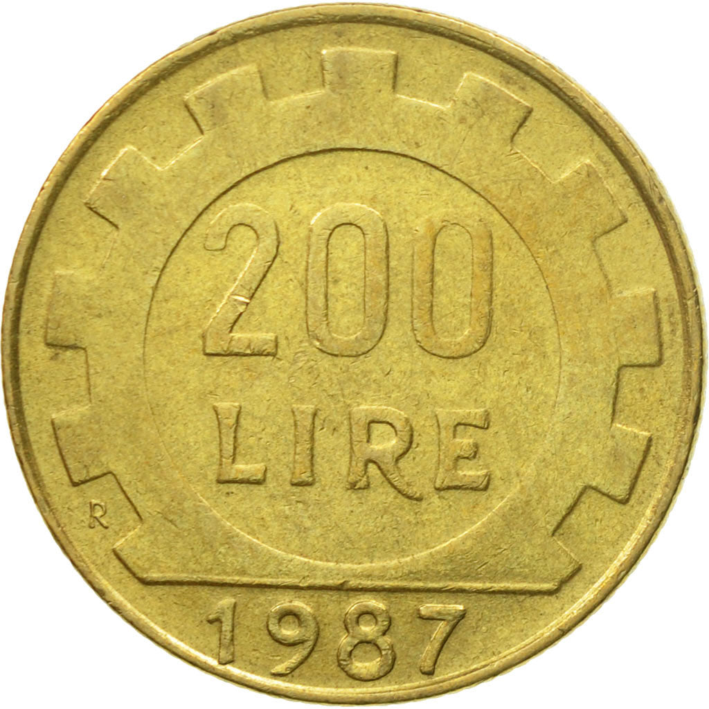 Coin, Italy, 200 Lire, 1987, Rome, EF(40-45), Aluminum-Bronze, KM:105
