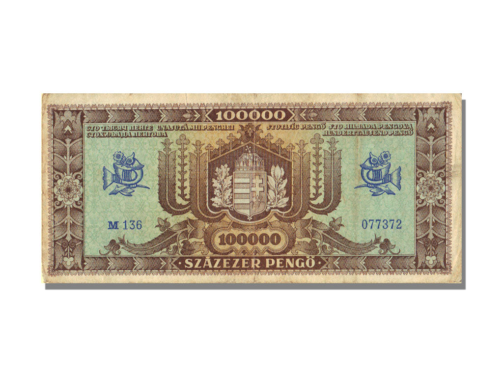 Hungary, 100,000 Pengö, 1945, KM #120a, 1945-10-23, UNC(60-62), M 136