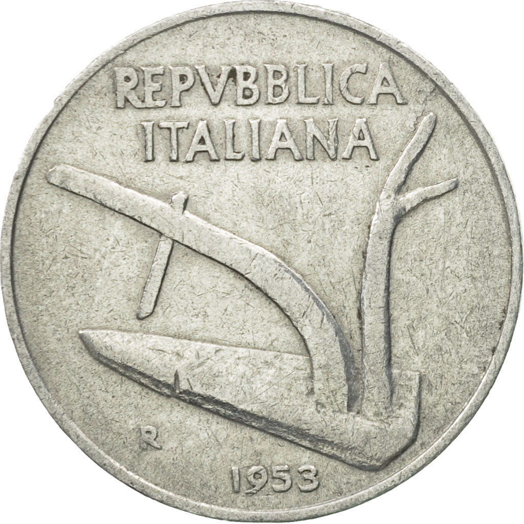 Coin, Italy, 10 Lire, 1953, Rome, AU(50-53), Aluminum, KM:93