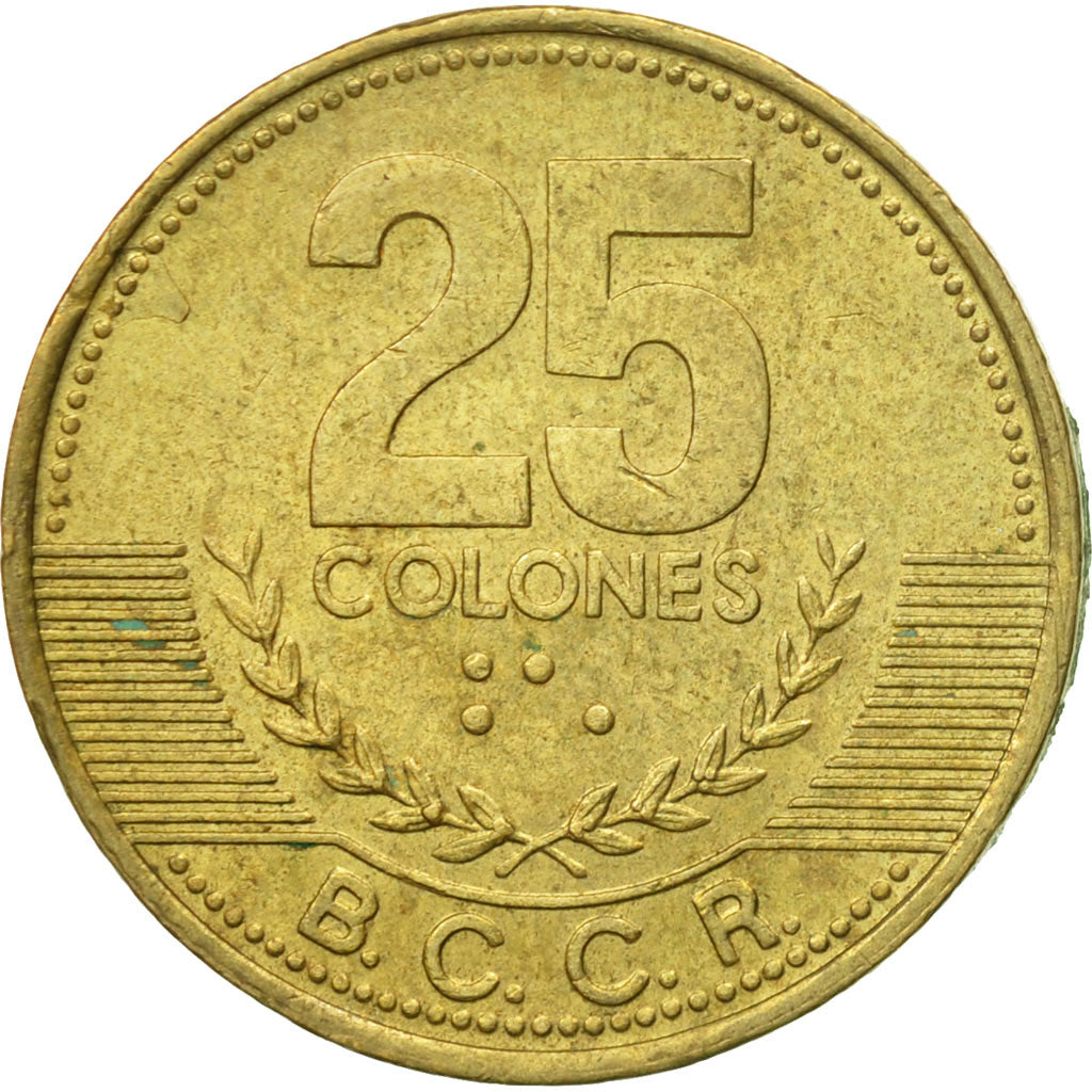Coin, Costa Rica, 25 Colones, 2003, EF(40-45), Brass, KM:229A