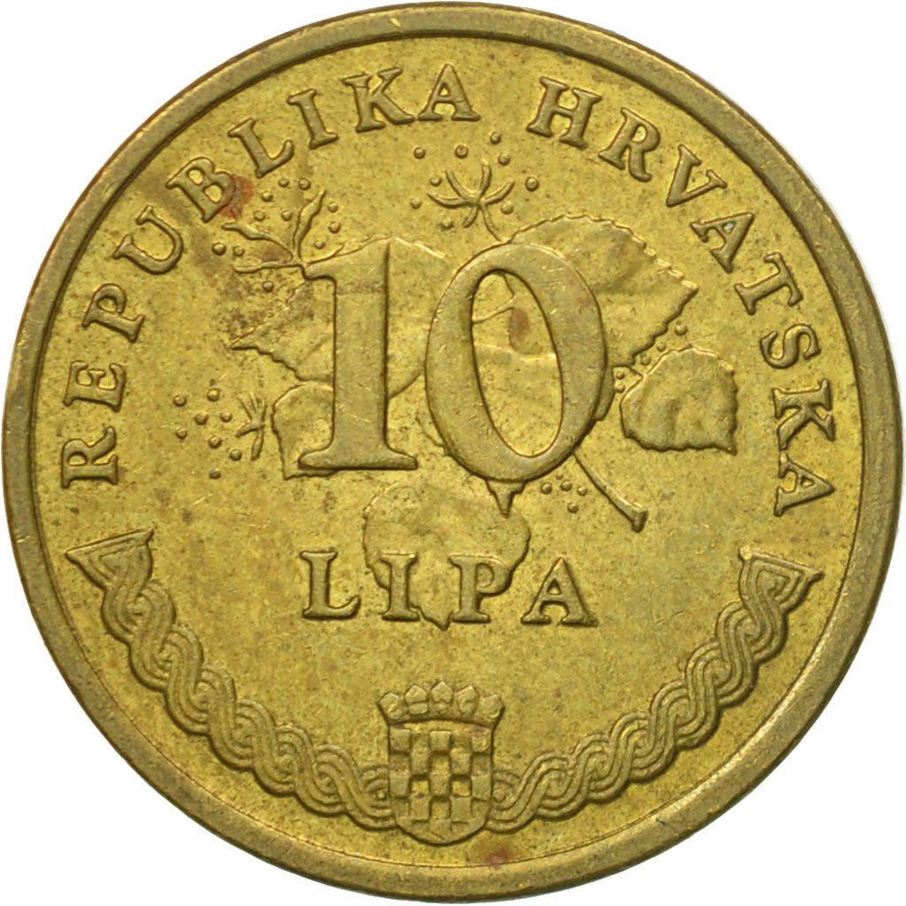 Moneda, Croacia, 10 Lipa, 2001, MBC, Latón chapado en acero, KM:6