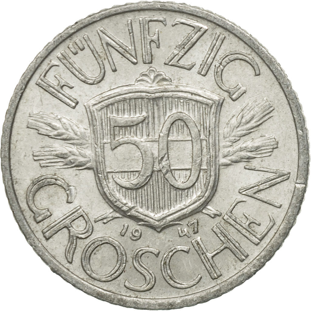 Coin, Austria, 50 Groschen, 1947, AU(50-53), Aluminum, KM:2870