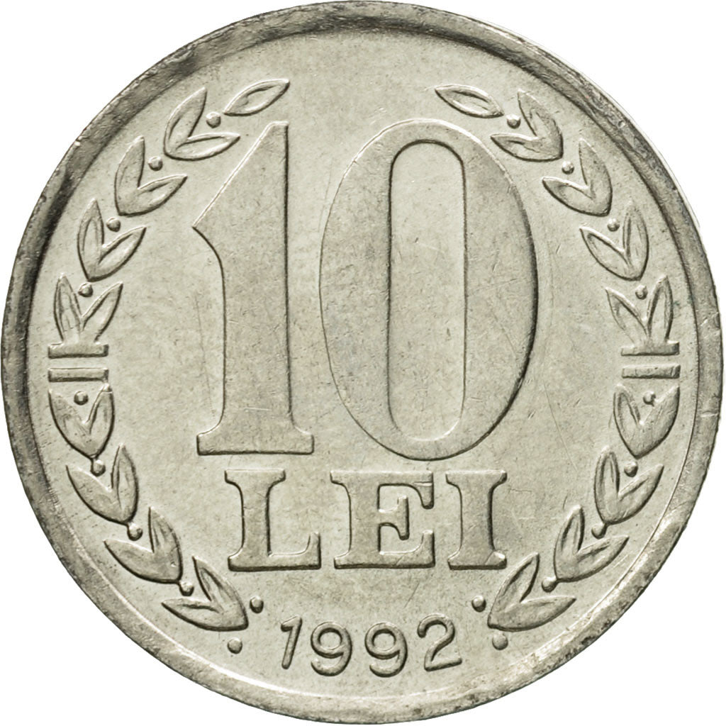Coin, Romania, 10 Lei, 1992, AU(50-53), Nickel Clad Steel, KM:108