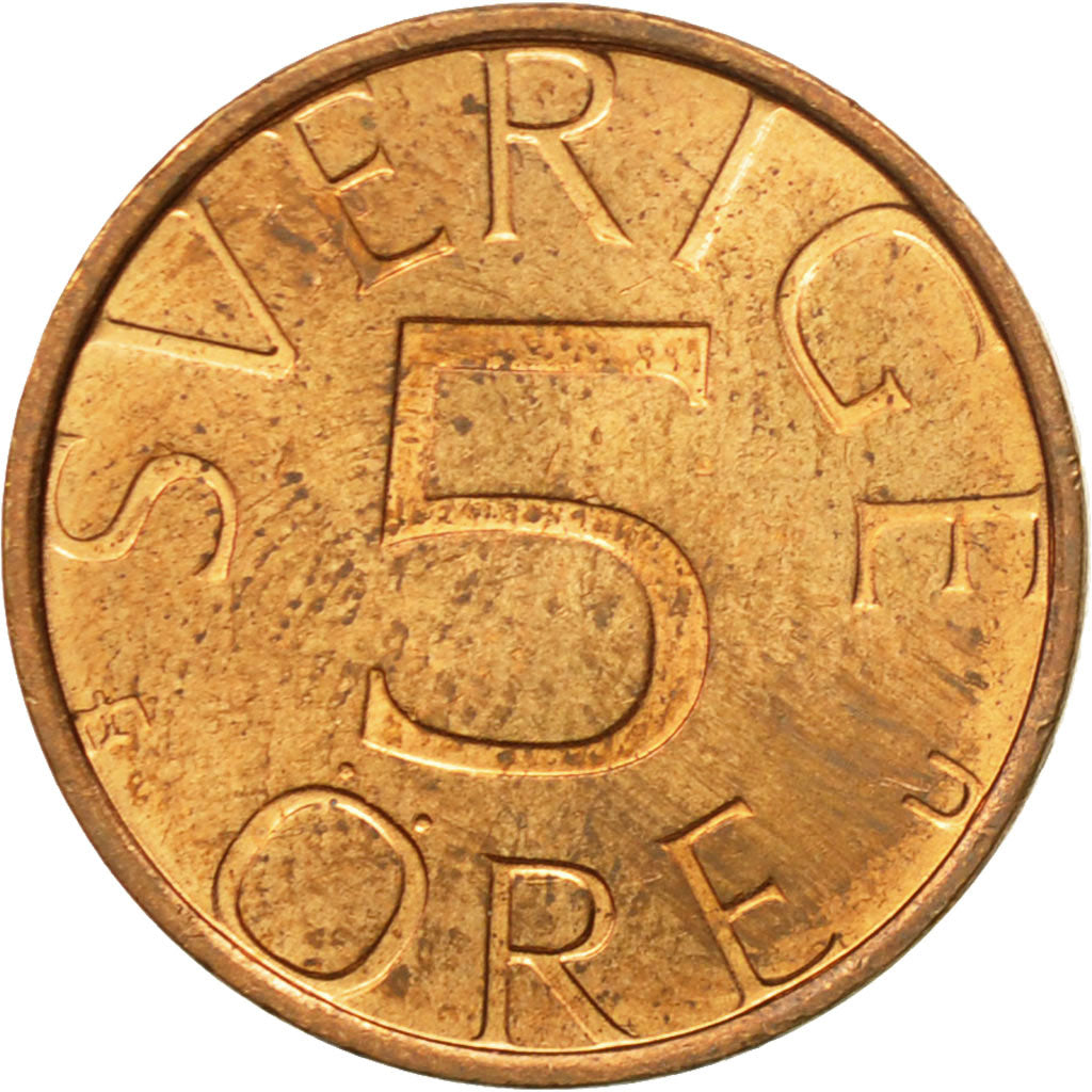 Coin, Sweden, Carl XVI Gustaf, 5 Öre, 1982, EF(40-45), Brass, KM:849a