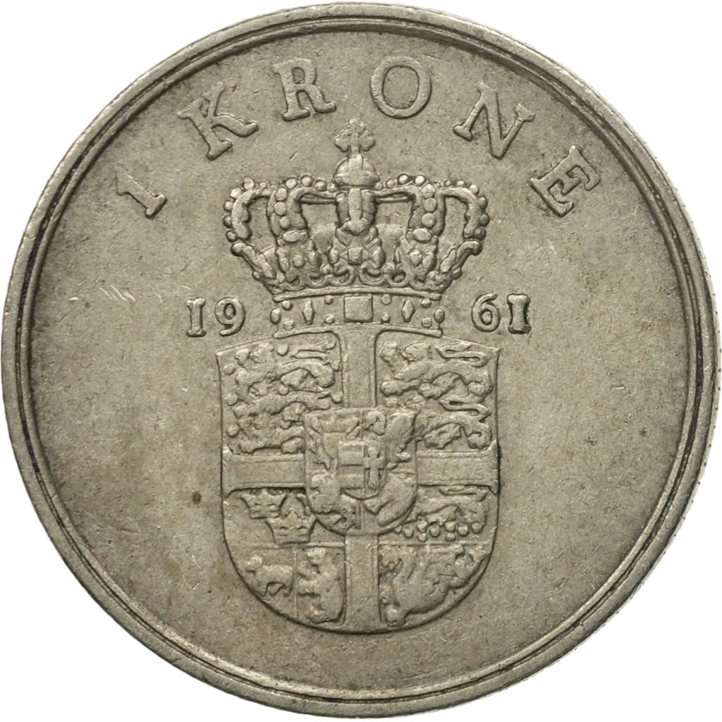 Munten, Denemarken, Frederik IX, Krone, 1961, Copenhagen, FR+, Copper-nickel