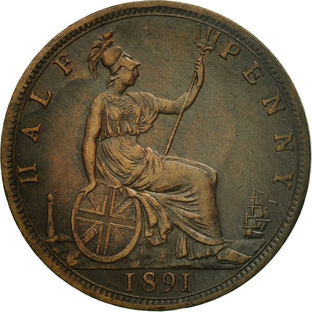 Monnaie, Grande-Bretagne, Victoria, 1/2 Penny, 1891, SUP, Bronze, KM:754